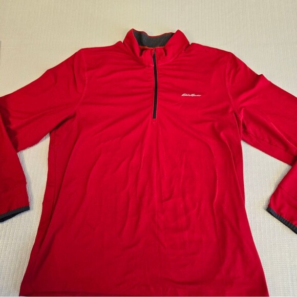 Eddie Bauer 1/4 Quarter Zip Collared Red Pullover Lightweight Mens X Large - Picture 2 of 12